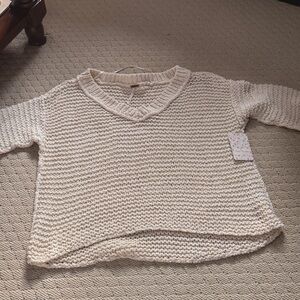 Free People Cream V-Neck Sweater